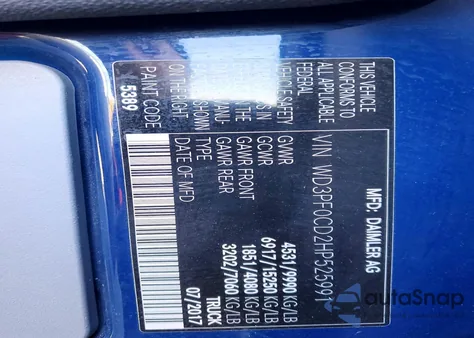 2017 Mercedes-Benz Sprinter 3500 z USA, uszkodzony, nr VIN WD3PF0CD2HP525991